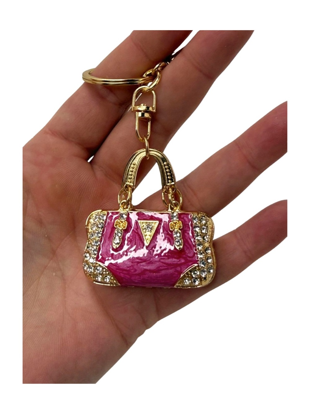 BUY NOW PICK ONE Rhinestone Purse Keychain Bag Charm Glam Patent Handbag Charm - Picture 7 of 7